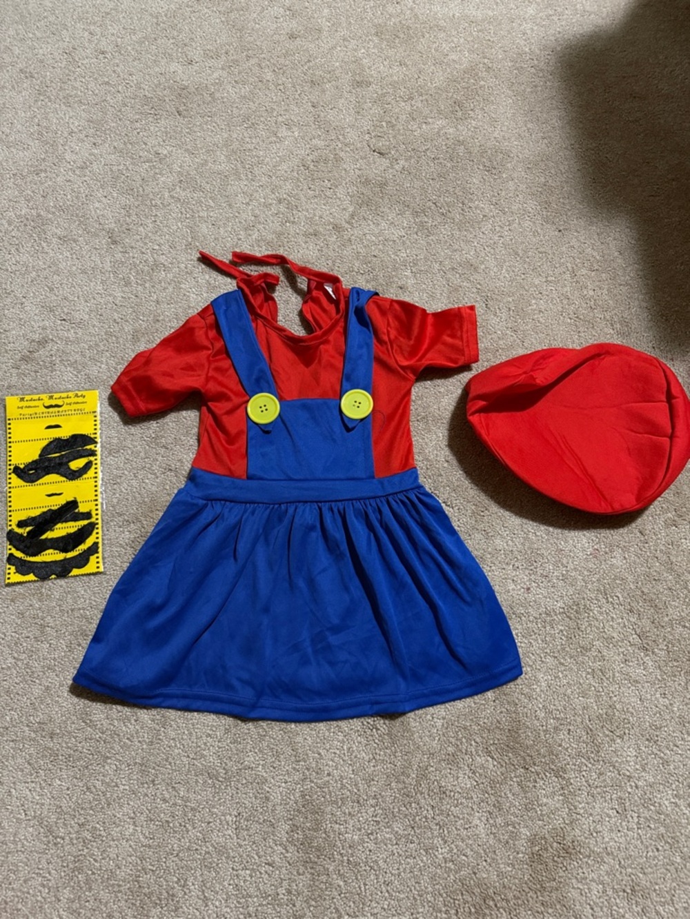 Kids Red and Blue Jumper Dress Costume with Red Hat